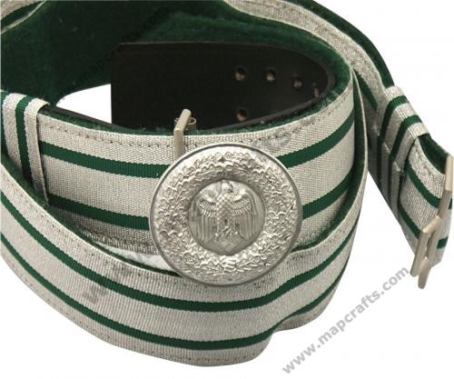 Army Officer Brocade Belt Silver on Green