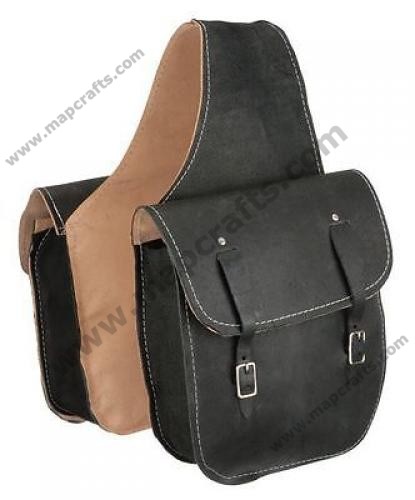 BLACK LEATHER WESTERN TRAIL HORSE SADDLE BAG OR MOTORCYCLE SADDLE BAGS