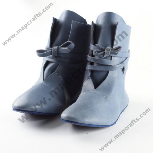 Dark blue leather Medieval style festival boots