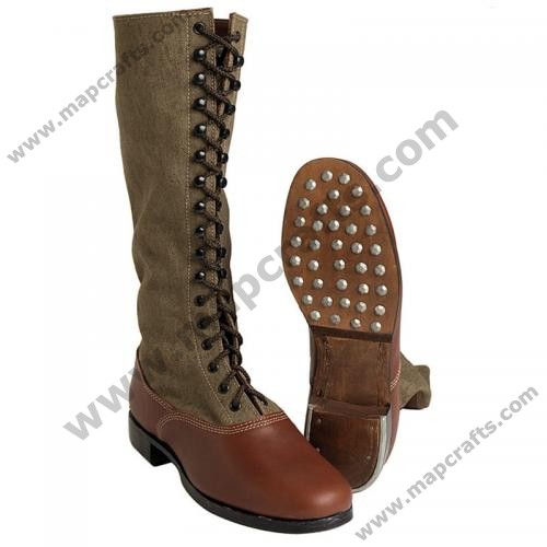 German Tropical High Boots Canvas and Leather WW2 Repro
