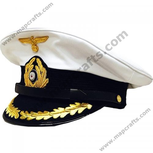 German U-Boat Captains White Visor Cap Collectors Grade Repro
