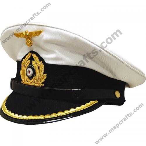 German U-Boat Lieutenant White Visor Cap – Collectors Grade – Repro