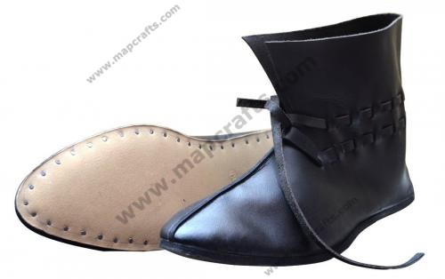 Medieval Leather Shoe Ankle Length Brown, Natural Leather OR Black