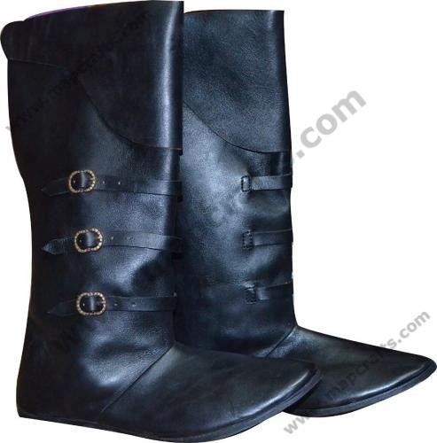 Medieval Long Boots Re Enactment Shoes BLACK