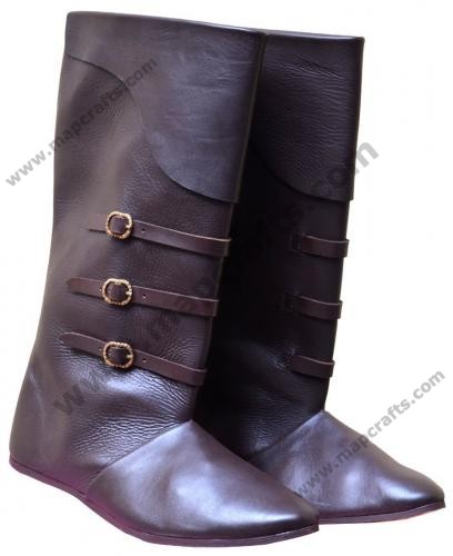 Medieval Long Boots Re Enactment Shoes Brown