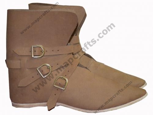 Medieval Shoes 3 Brass Buckle Shoes Renaissance Boot LIGHT BROWN