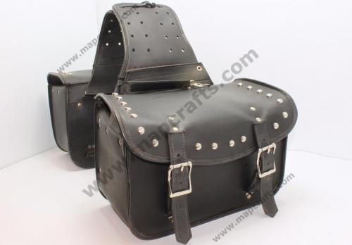Motorcycle Leather Saddle Bags Studded