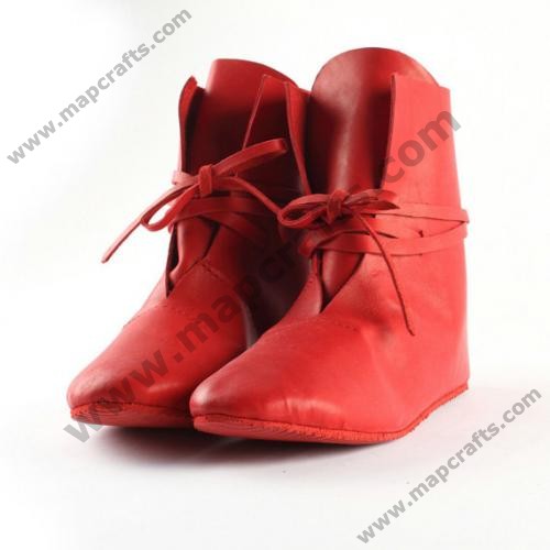 Red leather womens summer booties
