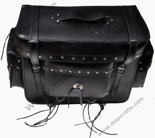 Saddle Bag Motorcycle Black PU Leather