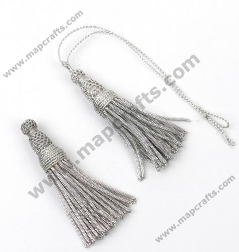 Small balls pompon silver,with thread to attach it