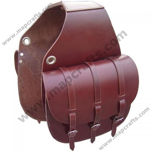 Smooth Cherry Leather Bar H Equine Saddle Bag