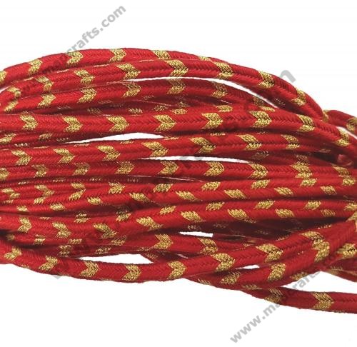 Square braid to make frogs gold and red 3 x 3 mm