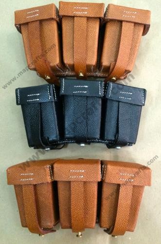 WWI GERMAN 1909 GEWEHR 98 GEW98 GEW 98 BLACK LEATHER AMMO POUCH SET PAIR MARKED