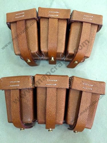 WWI GERMAN 1909 GEWEHR 98 GEW98 GEW 98 LEATHER AMMO POUCH SET (PAIR) MARKED