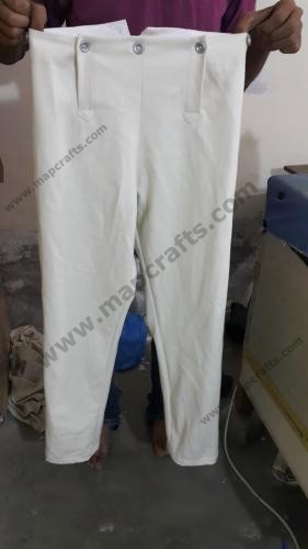 White Wool Fall Front Trousers