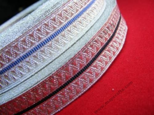 zig zag braid 23 or 28 mm, 3 silver ranks and 2 black or blue lines