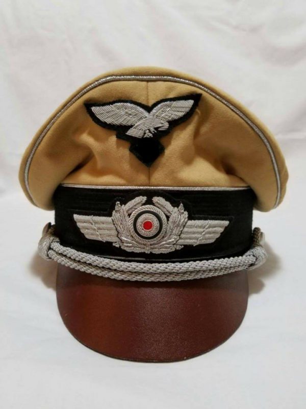 WW2 German Air Force Luftwaffe Officer Peak Crusher Visor Hat Cap Schirmmutze